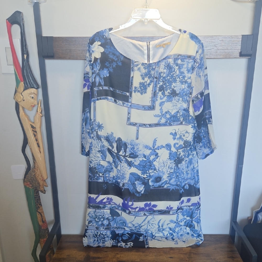 Floral Blue Sheer XL Midi Dress (🛍 6/$36)